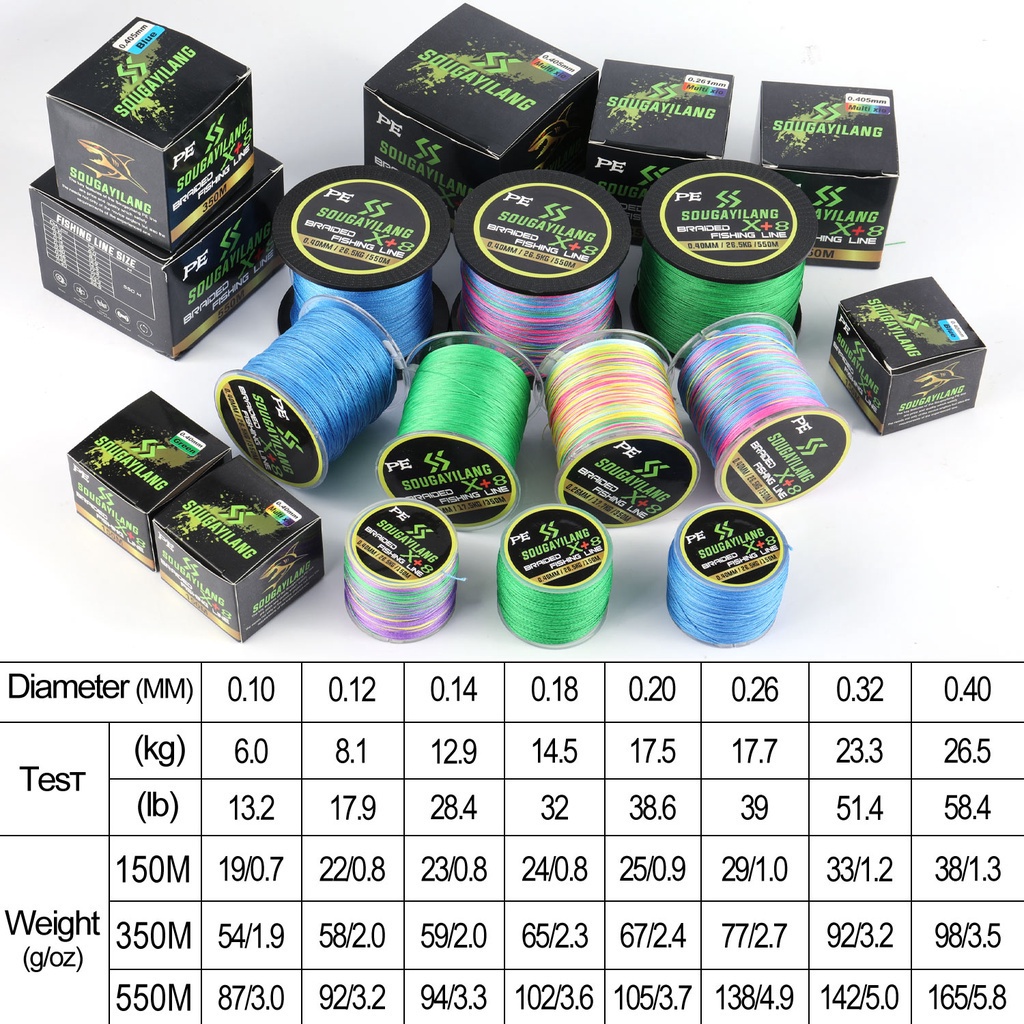 Cuộn Dây Câu Cá Sougayilang X8 Bện 8 Dây PE Multifilament dài 150m 6-26.5kg Cực Chắn Chắn