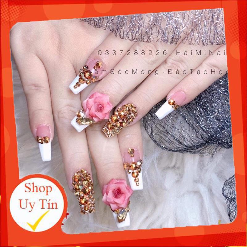 Hoa bột nail gắn móng tay | Hoa hồng nhọn