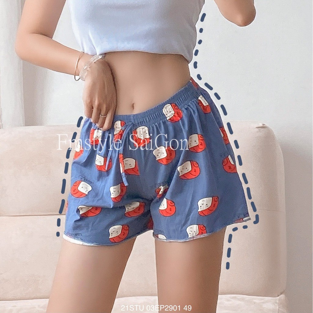 Quần ngủ đùi nữ cotton VM Shop quần mặc nhà lưng thun họa tiết 22STU03T372201 QSU00013 | BigBuy360 - bigbuy360.vn