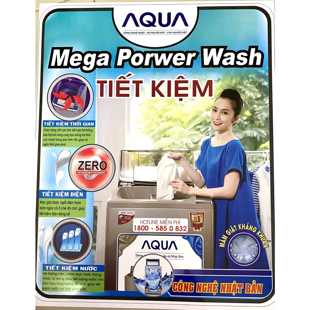 Tem dán máy giặt Sanyo Aqua chất lượng nhiều mẫu