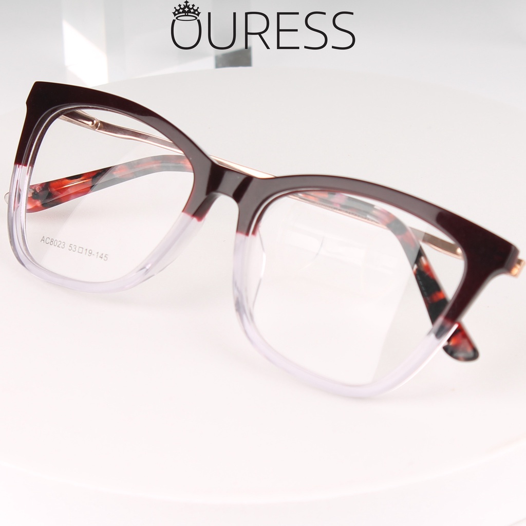 Gọng kính nhựa acetate thời trang cao cấp dáng mắt mèo OURESS ac8023