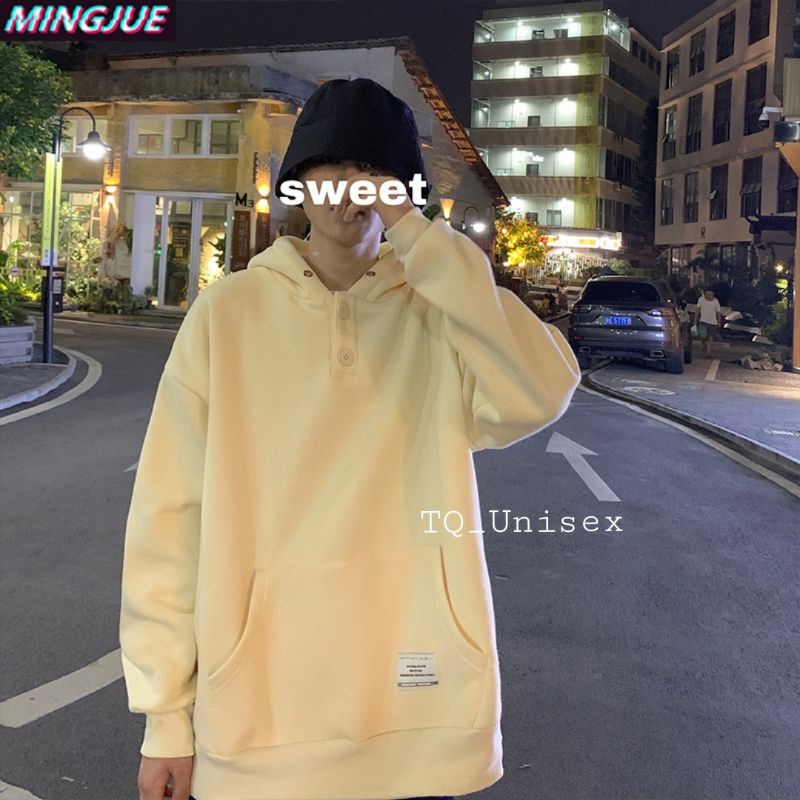 Áo Hoodie Nam Nữ Ulzzang Unisex Phối Nút