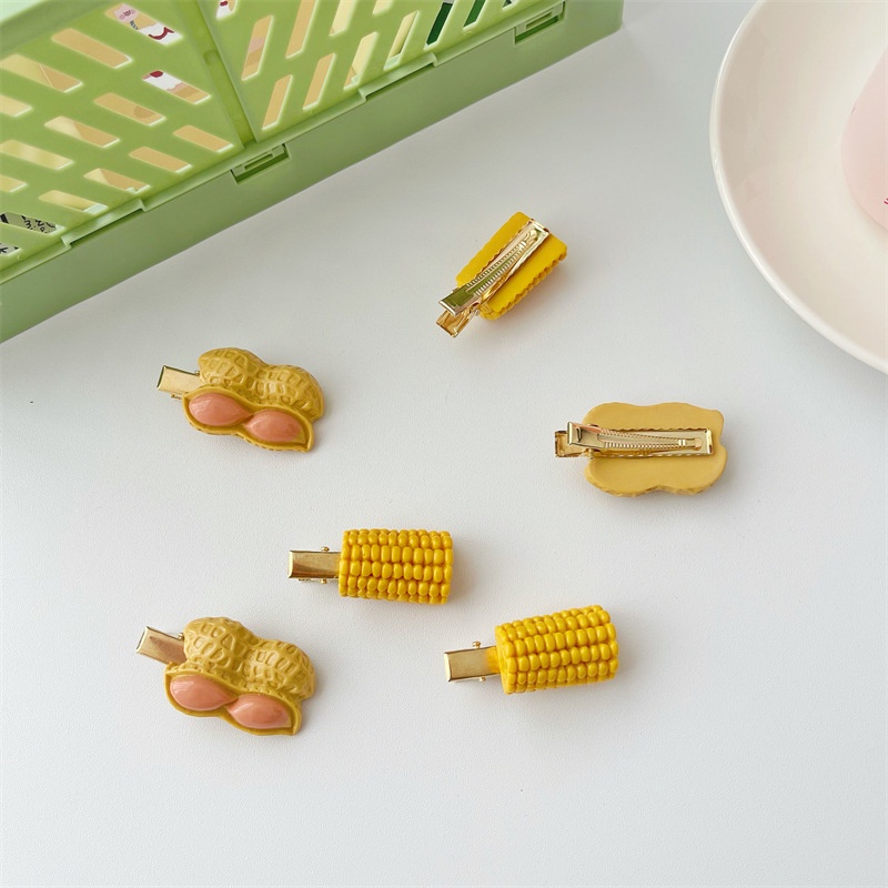 Kẹp tóc hình hạt đậu/ bắp bằng nhựa dễ thương cho nữ