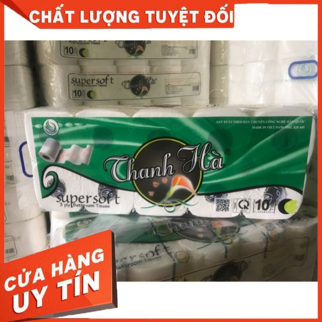Giấy vệ sinh Thanh Hà. Giấy 3 Lớp (Bịch 10 Cuộn)