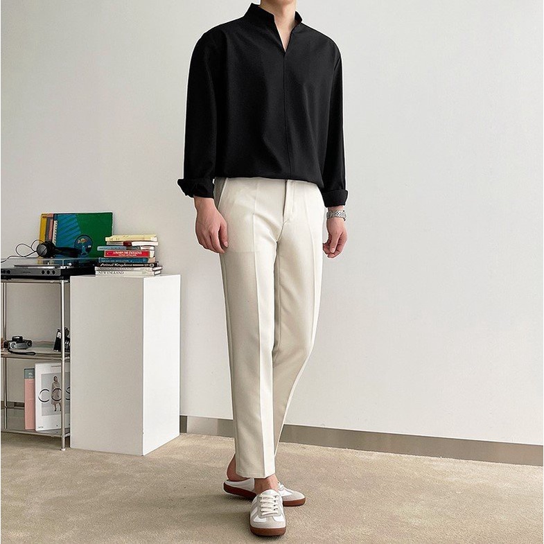 Áo sơ mi nam dài tay Unisex Basic, sơ mi lụa Kate mịn mát form rộng suông mã SM-002