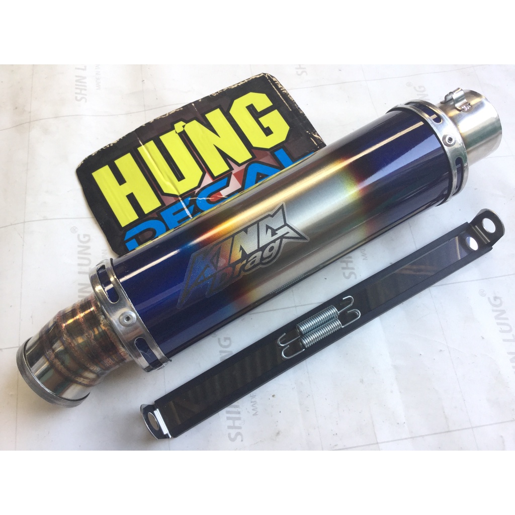 Bộ pô KING DRAG 7 MÀU full cổ 2 khúc inox 304 exciter, WINER, SONIC, satria, RAIDER FI, GSX