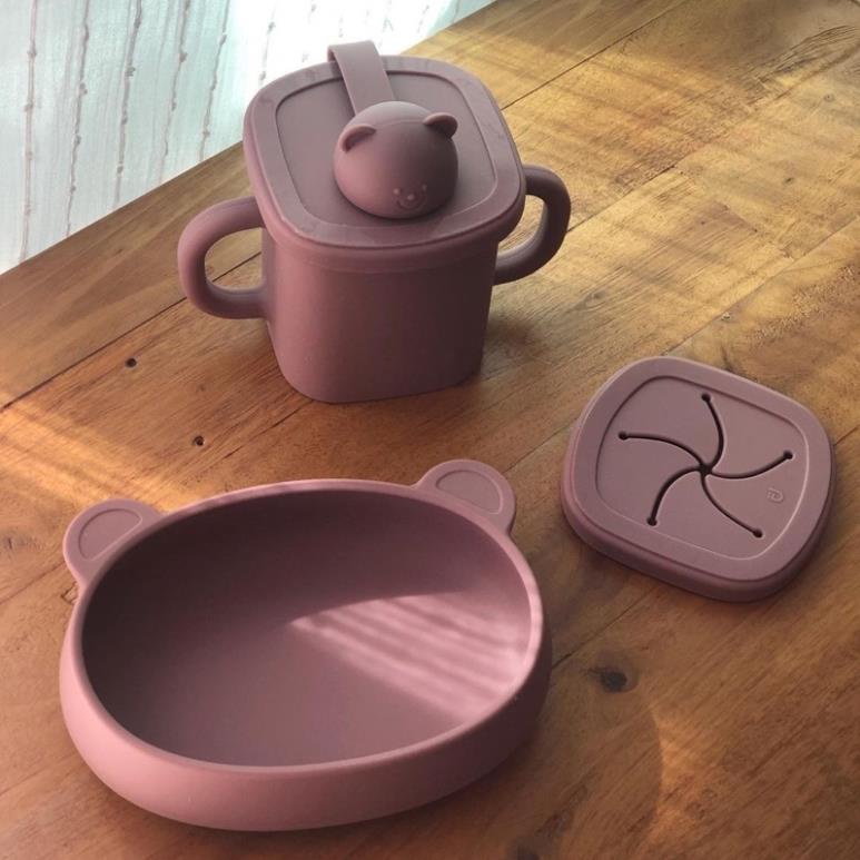 Cốc uống nước hình gấu Modui Bluemama Korea Hàn Quốc có nắp/ không nắp