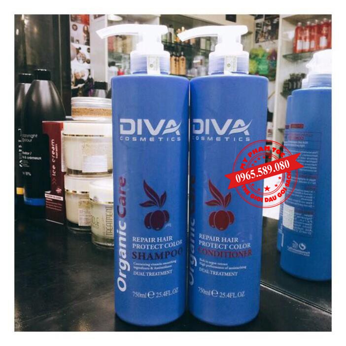 Bộ Dầu Gội Xả Diva Xanh Cosmetics Organic Care 750ml