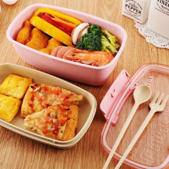 Hộp đựng cơm lúa mạch 2 tầng LUNCH BOX 800ml kèm ly sứ, thìa và nĩa | BigBuy360 - bigbuy360.vn