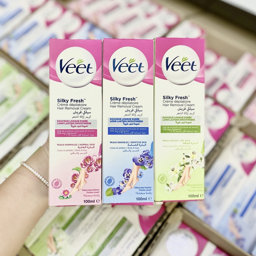 [HÀNG PHÁP] Kem Tẩy Lông, Wax Lông Veet cho da nhạy cảm Silk Fresh 100ml
