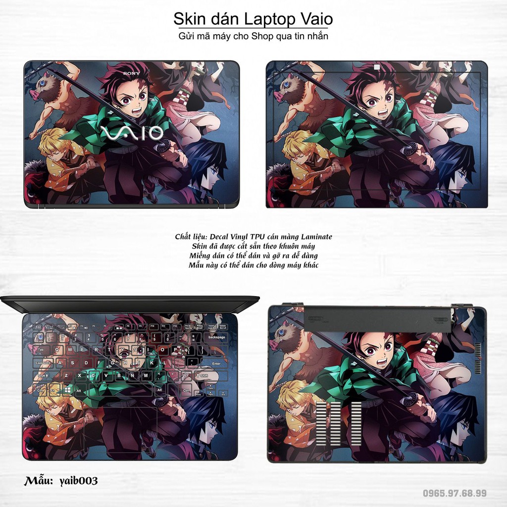 Skin dán Laptop Sony Vaio in hình Kimetsu No Yaiba (inbox mã máy cho Shop)