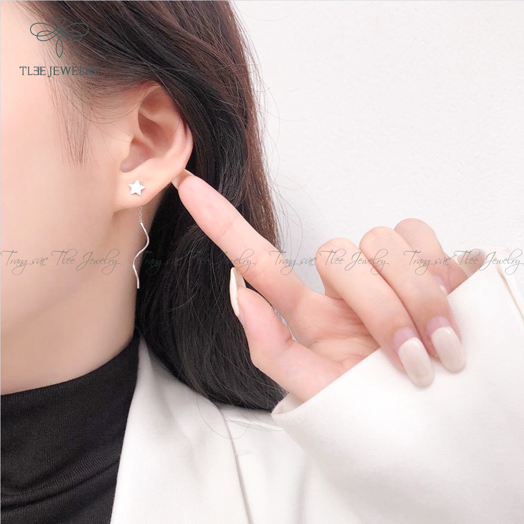Khuyên tai bạc nữ TLEE tua sao dáng dài nữ tính NCJ B0175