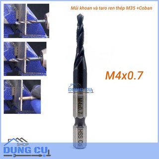 Mũi khoan taro ren M4x0.7 cao cấp thép M35+Co