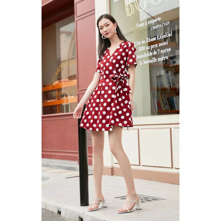Vero Moda Đầm Chấm Bi Ngắn Tay Cổ Chữ V Cho Nữ 32126Z052