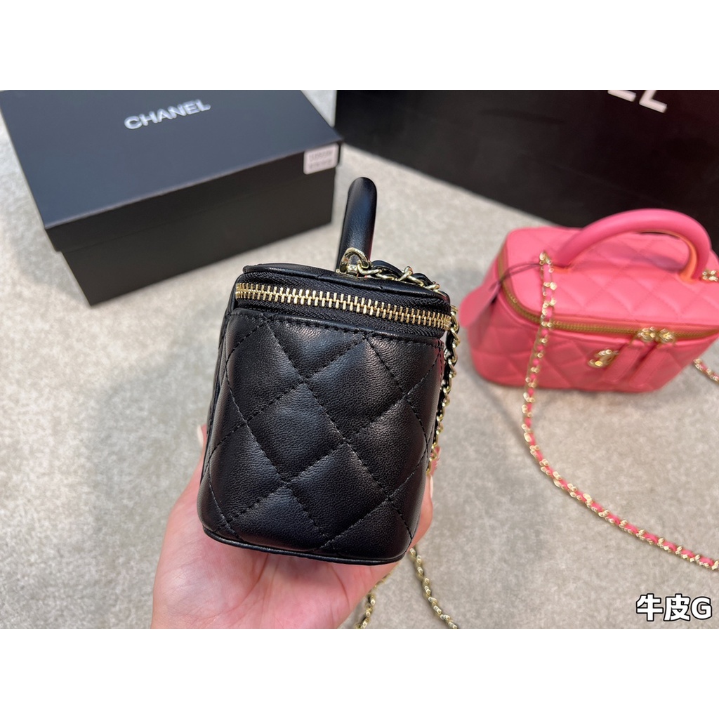 Túi xách nữ da thật hình hộp Channel đeo chéo thời thượng