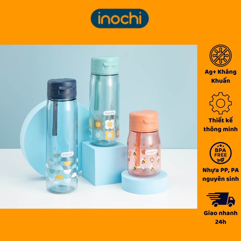 Bình nước Kita Fami 350 500 700ml inochi, đựng nước lạnh, nước ép, dễ vệ sinh, nắp đậy kín - Giao màu ngẫu nhiên