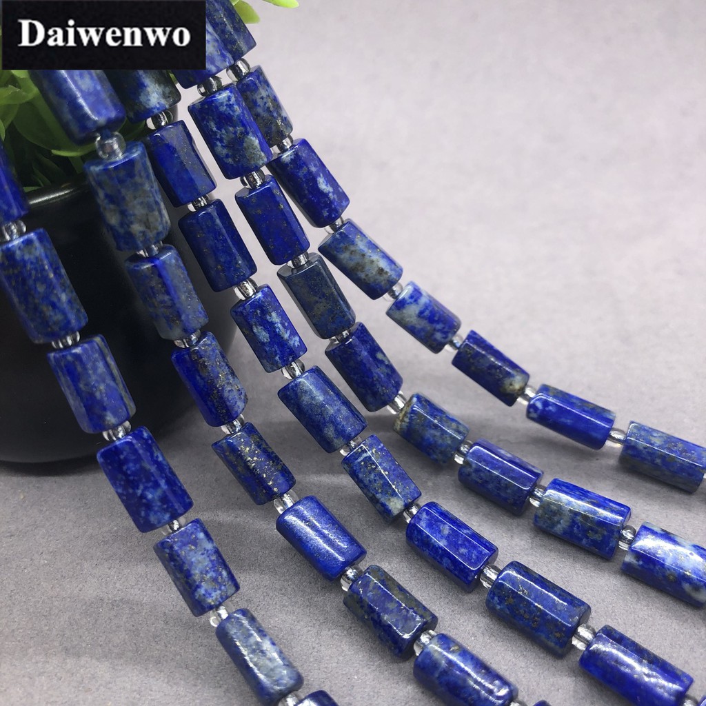 Hạt đá xỏ lỗ Lapis Lazuli Prism Cube tự nhiên tự nhiên dùng làm trang sức