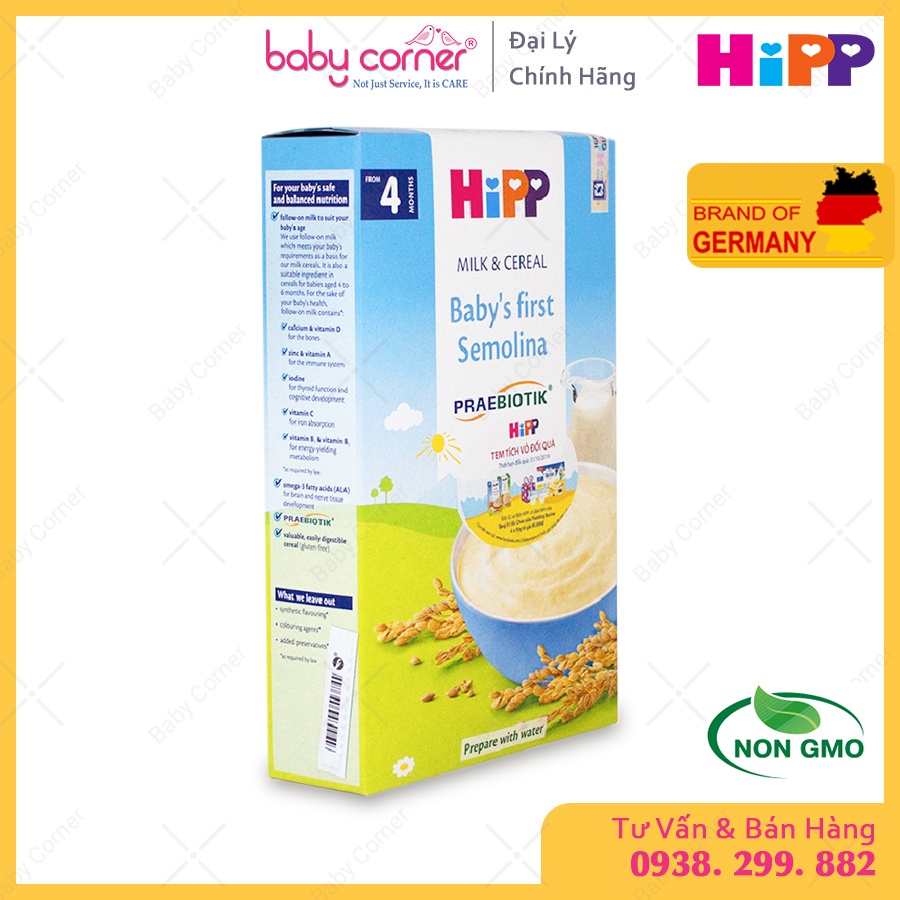 [Date 31/10/2022] Bột Ăn Dặm HiPP's Baby Frist Semolina Cho Bé Từ 4 Tháng Tuổi