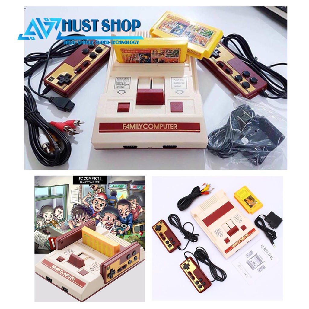 Máy chơi game 4 nút 2 tay cầm FC COMPACT 500 trò tích hợp + băng 132 trò (FULL BOX NEW)