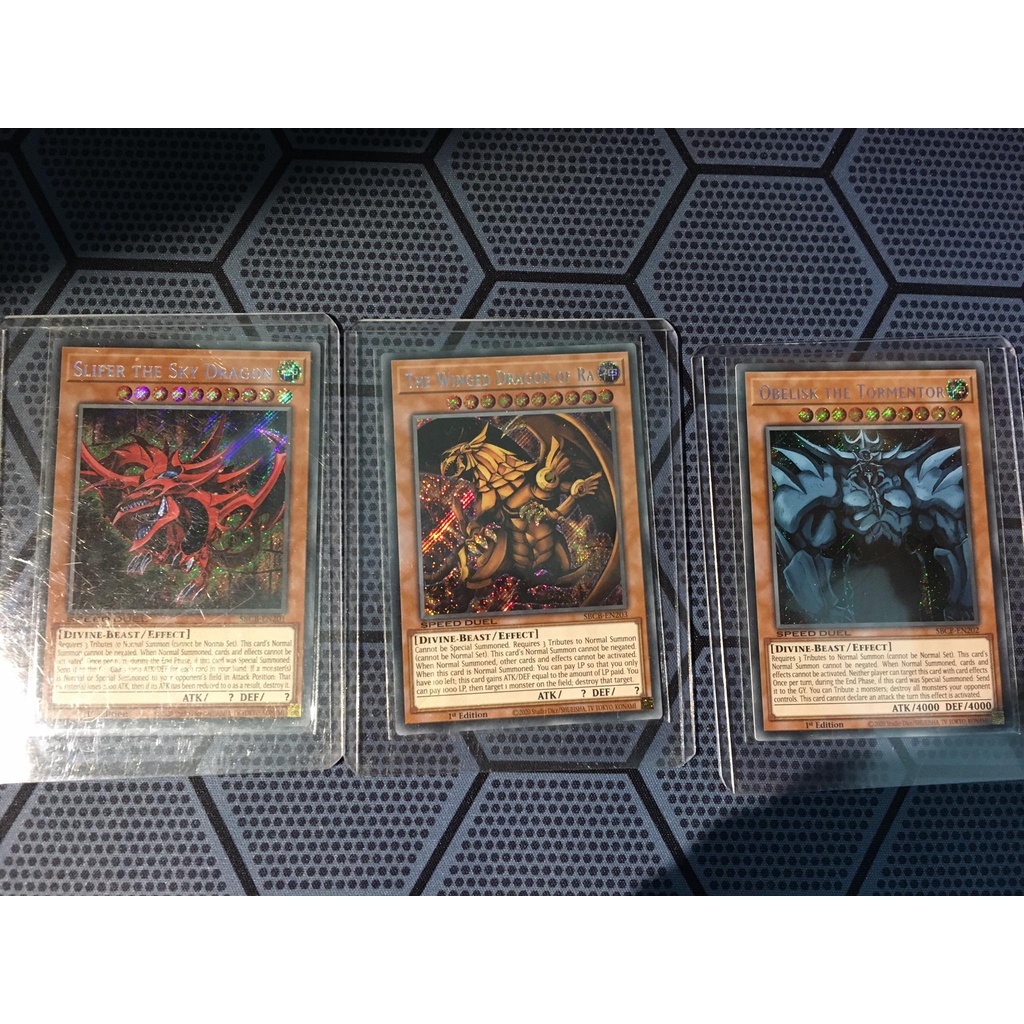Bài yugioh speed duel - 3 vị thần Ai Cập - sbcb Secret Rare 1st Edition