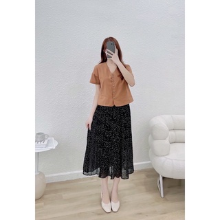 Chân váy chấm bi cạp chun