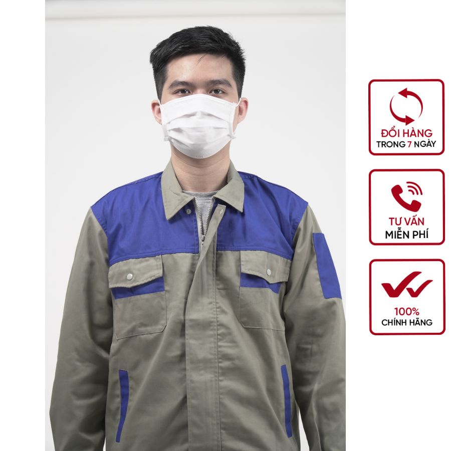 Bộ quần áo bảo hộ kỹ sư phối màu sẫm chất kaki loại 1 - siêu đẹp sẵn hàng kèm video B01.082-27