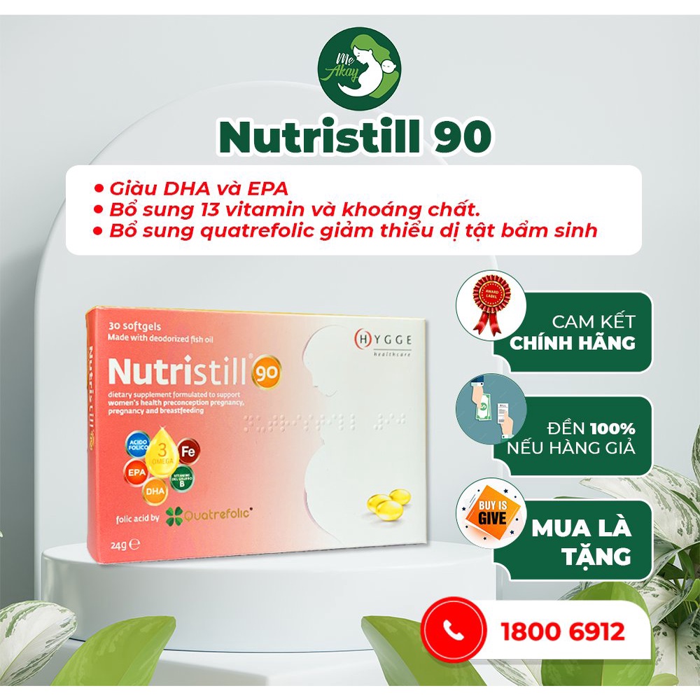 Vitamin bầu NUTRISTILL 90 nhập khẩu Ý, bổ sung vitamin tổng hợp cho bà bầu, đầy đủ Sắt, DHA, Acid folic MẸ AKAY