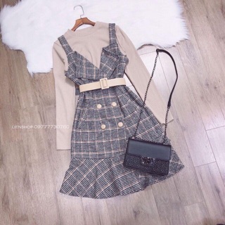 Set áo yếm kẻ