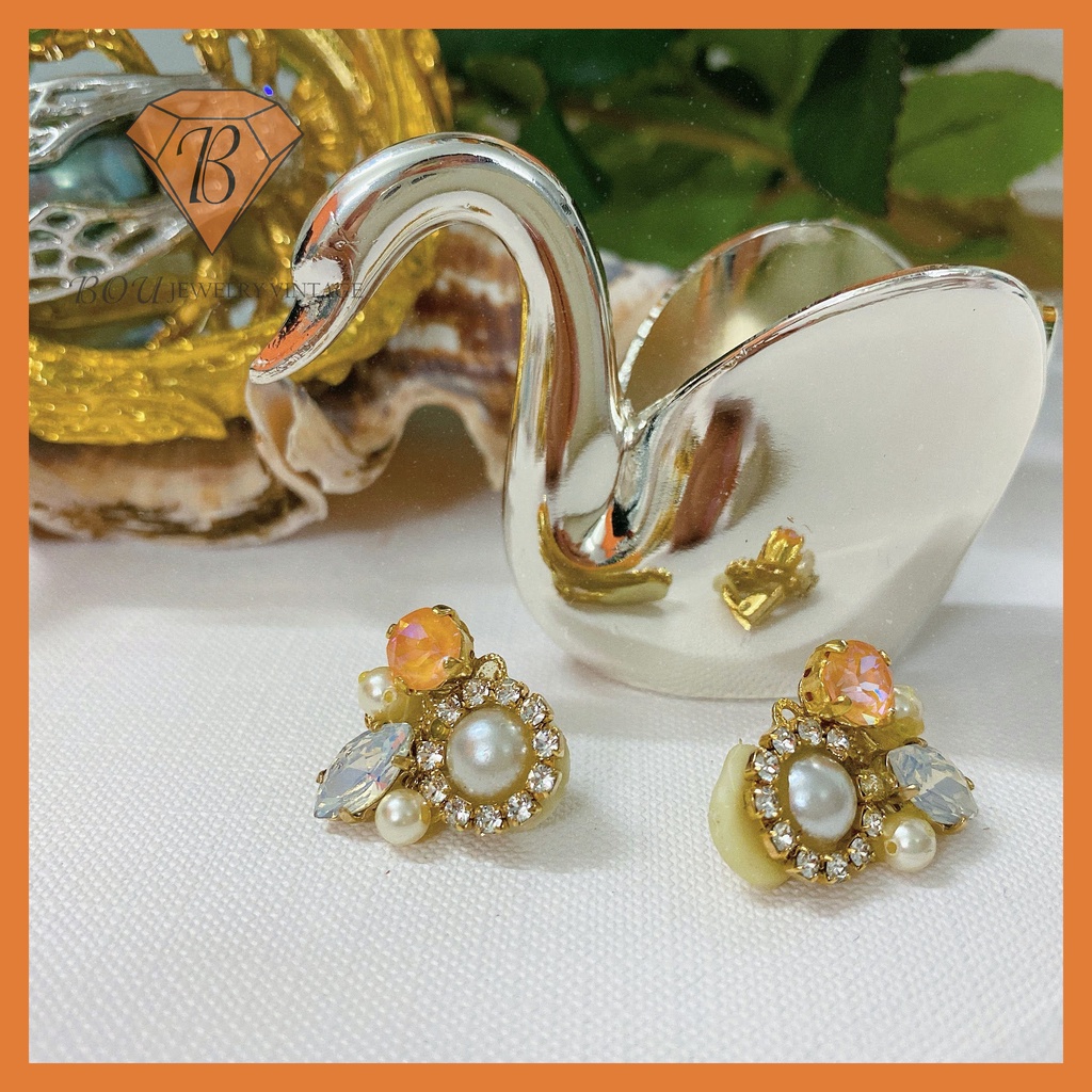 BÔNG TAI TRAI NHÂN TẠO SECONDHAND TRANG SỨC SI NHẬT BẢN BOU JEWELRY VINTAGE MÃ BT124