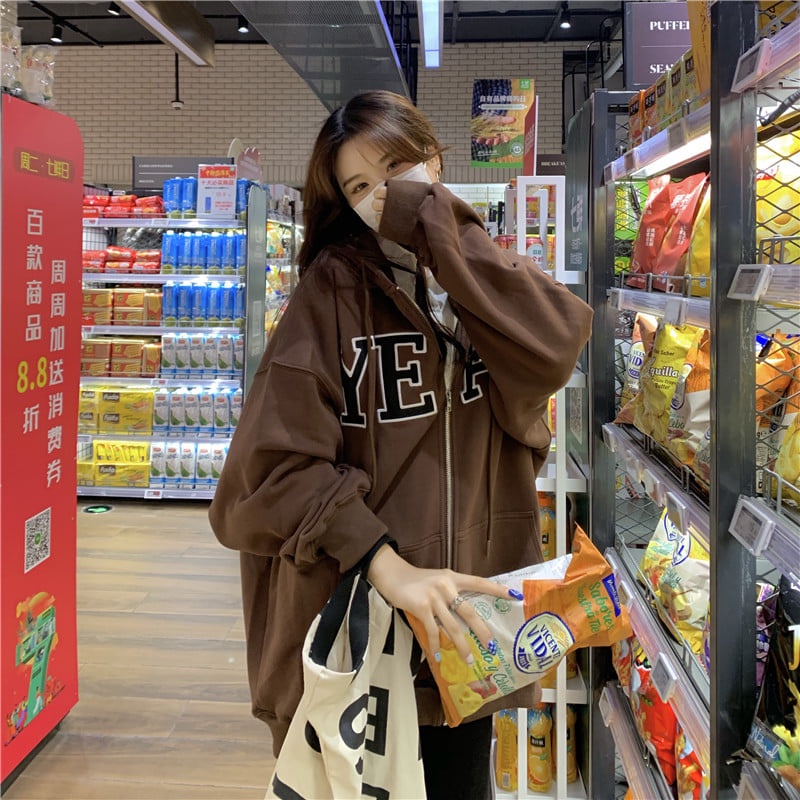 Áo Khoác Nỉ Nâu Nữ [FREESHIP] Hoodie zip màu vintage bánh bèo tiểu thư Ulzzang | BigBuy360 - bigbuy360.vn