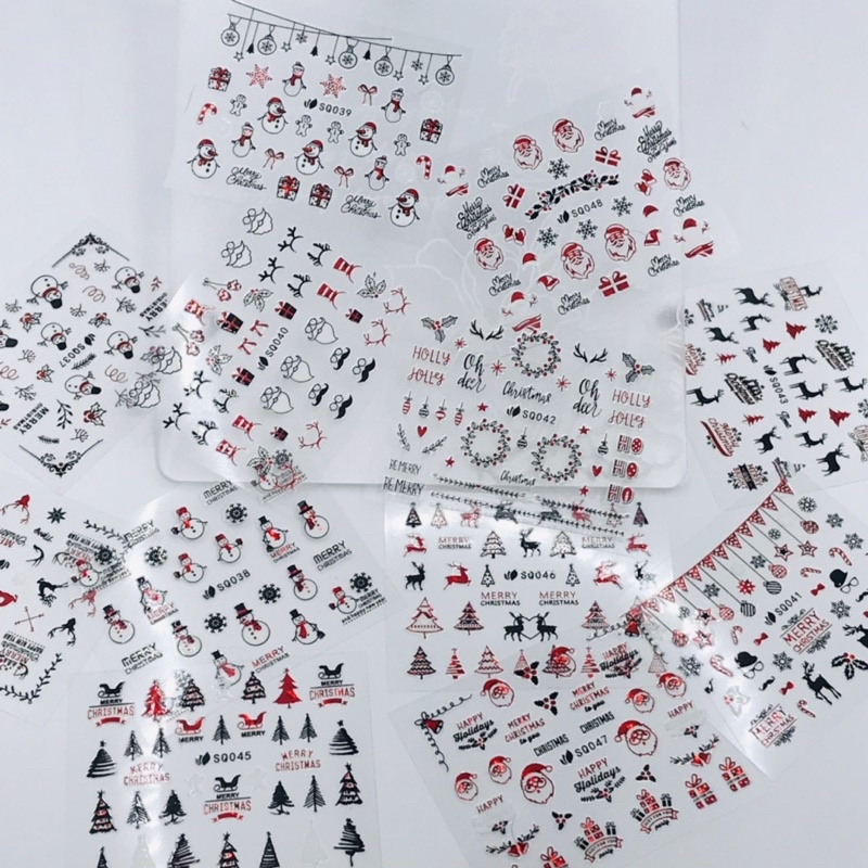 Sticker Noel dán móng nail bông tuyết Giáng sinh-Set 4 tấm