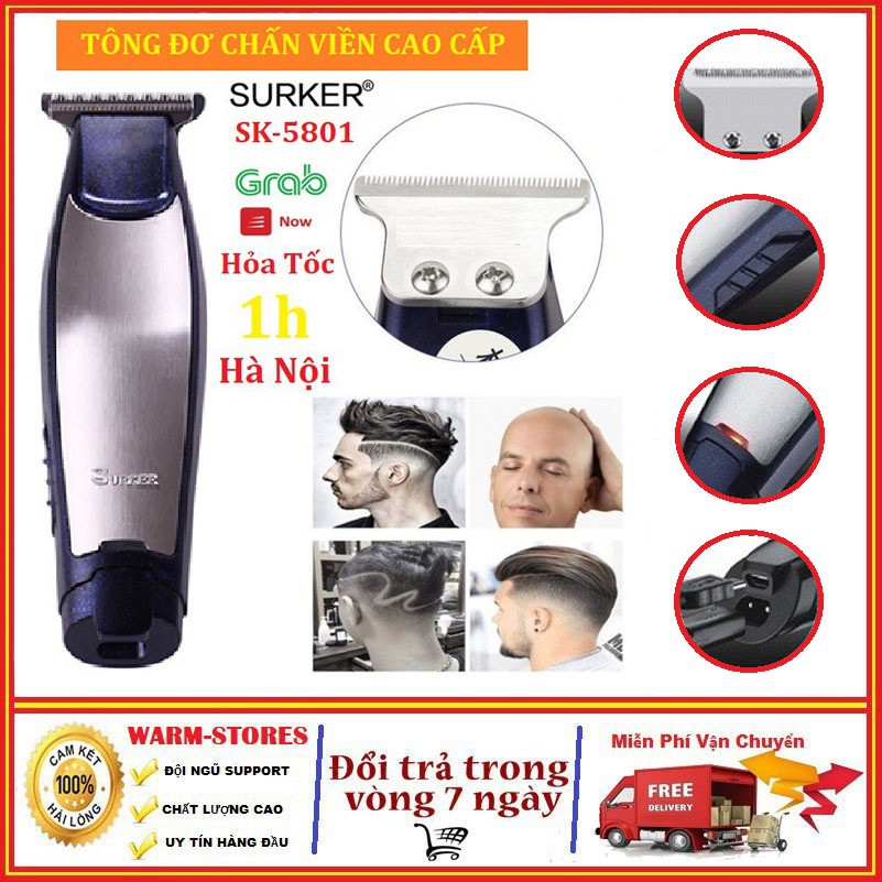[ Cực Chất ] Tông Đơ Cắt Tóc Chấn Viền Cao Cấp SUKER 5801, Động Cơ Êm Ái, Tông Đơ Bấm Viền Cực Sát