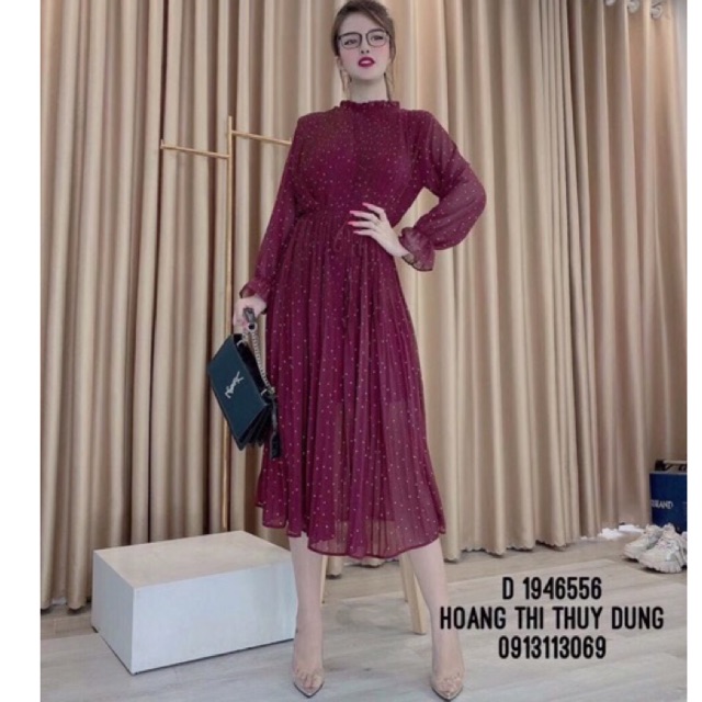 Váy chấm bi maxi - dành cho cô nàng mùa thu