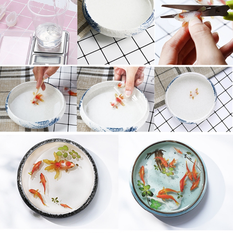 FLGO*10Pc 3D Real Goldfish Clear Film Sticker For Resin DIY Painting Jewelry Making Sticker
