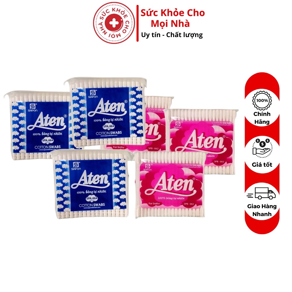 Tăm Bông Aten Trẻ Em Và Người Lớn Cao Cấp Giúp Bảo Vệ Tai Mũi Họng