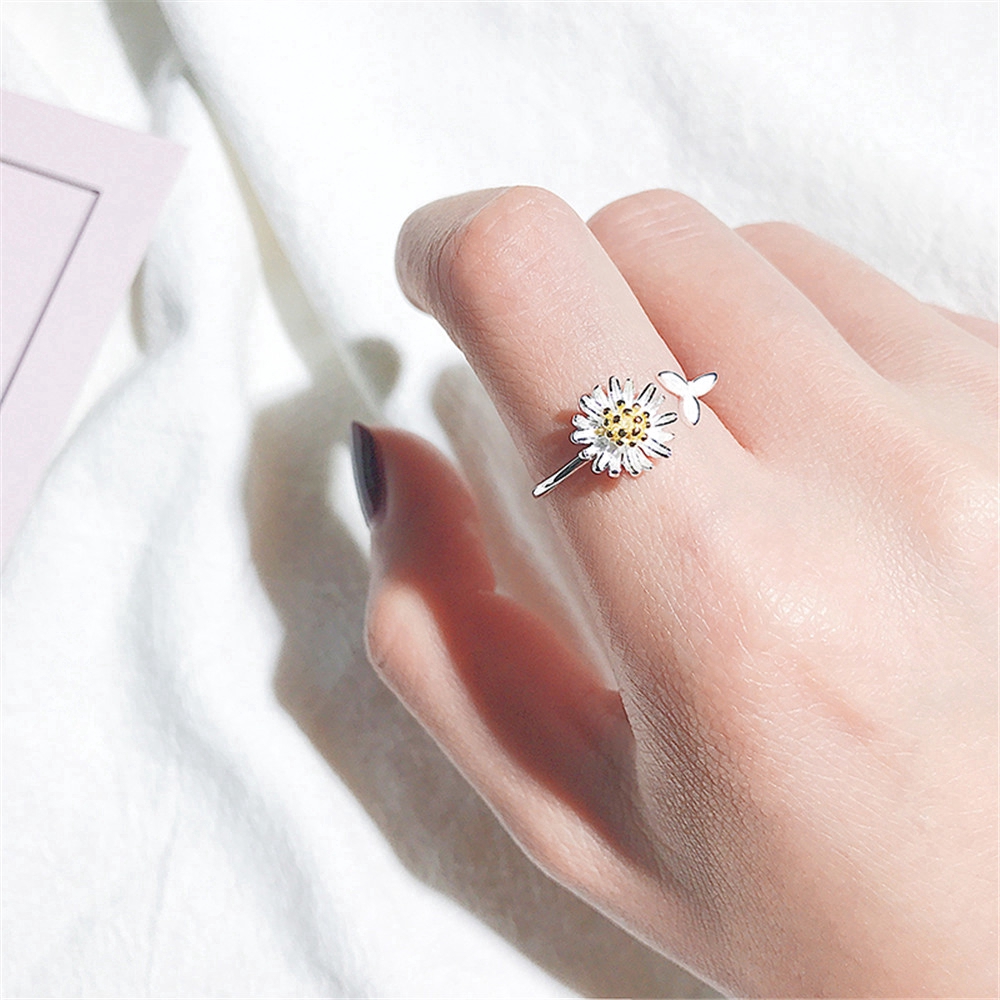 Nhẫn Hợp Kim Hình Hoa Hướng Dương 3d Xinh Xắn