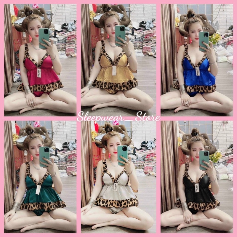 Đồ ngủ sexy nữ FREE SHIP Đồ ngủ hai dây phối ren chất lụa phi hai dây có mút ngực