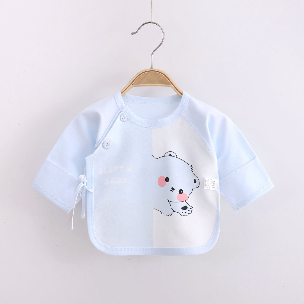 Áo dài cho bé trai bé gái sơ sinh dáng lửng kiểu nhà sư hàng xuất cao cấp 100% cotton nguyên chất _ A01