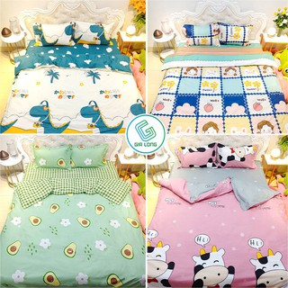 Bộ chăn ga gối 💖Gia Long💖 vỏ chăn ga gối cotton poly, drap giường 4 món poly nhập hoa lá