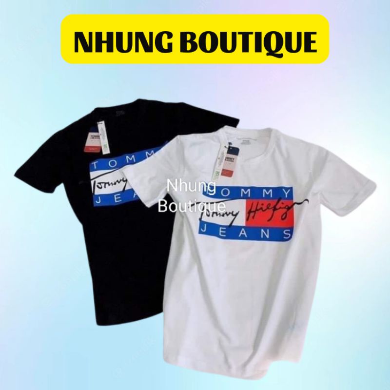 Áo Thun Nam Nữ Nhung Boutique, Thun Cotton 100%, Co giãn 4 Chiều Thoáng Mát, Chuẩn Form Dáng, Màu Trắng - Đen