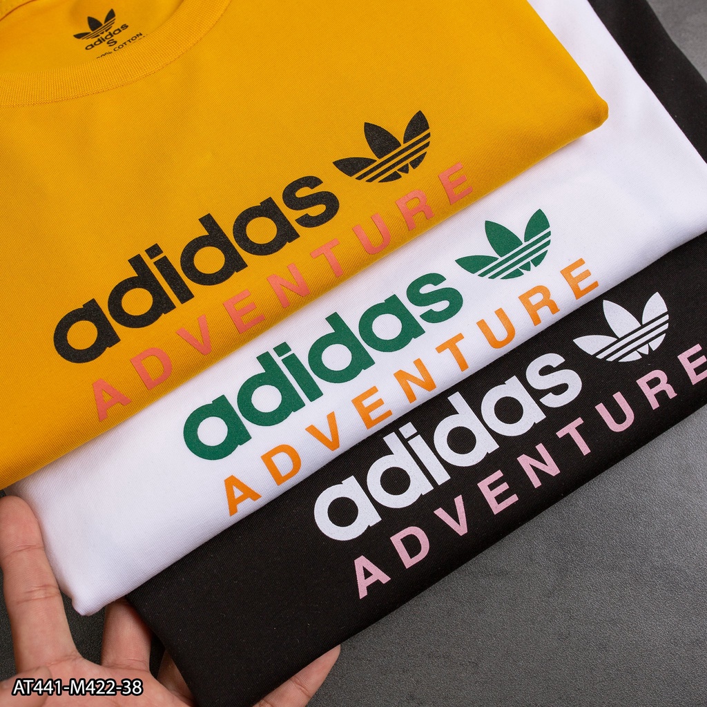 Áo thun Adidas Adventure in chữ trước, hoạ tiết sau Cotton AT441 - áo thun nam VNXK