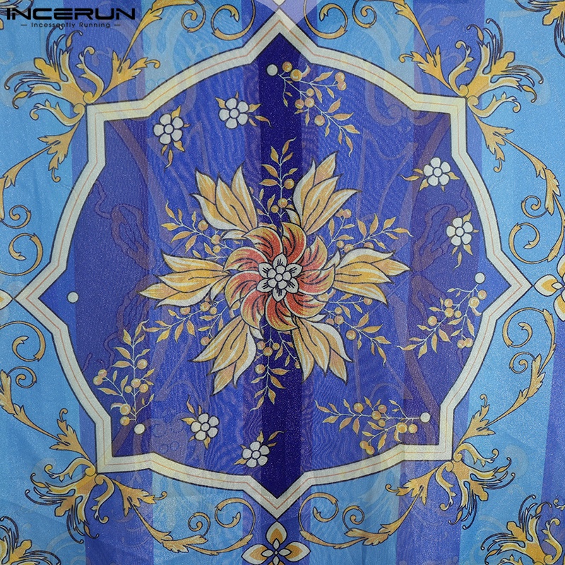 Áo sát nách INCERUN có nút cài in họa tiết hoa phong cách dân tộc retro thời trang cho nam