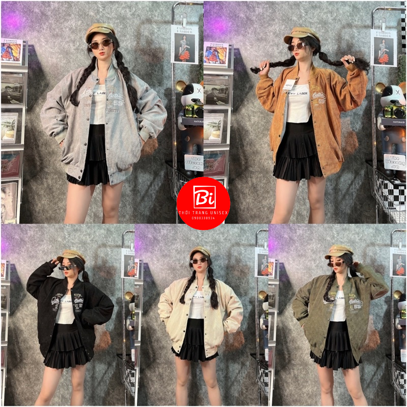 Áo Khoác Nữ Bomber Unisex Nhung Tâm Thêu Chữ_Chất Nhung Dày Dặn Mịn Xịn Thêu Sắc Nét Po Len Dệt Kim Cao Cấp