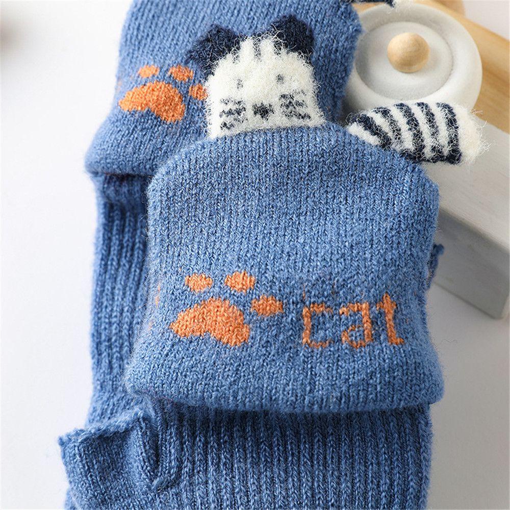 Găng Tay Dệt Kim Hở Ngón Giữ Ấm Mùa Đông Cho Bé