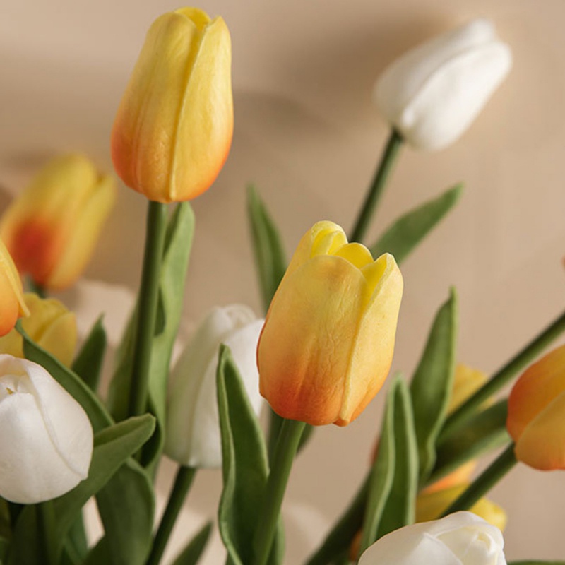 Set 3 Hoa Tulip Giả Mini Bằng Da PU Trang Trí