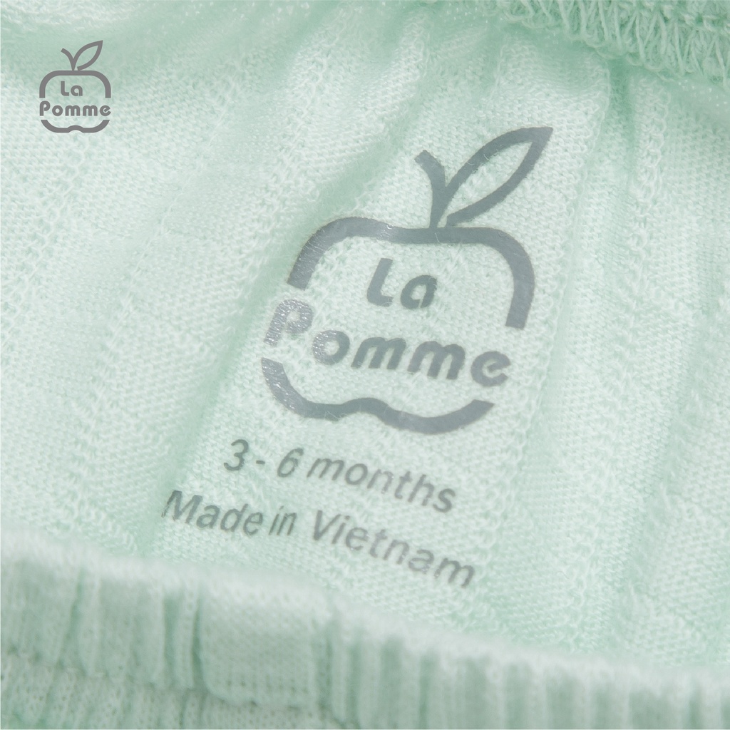 SLD181 Bộ dài tay La Pomme cúc lệch Xương rồng Trắng xanh