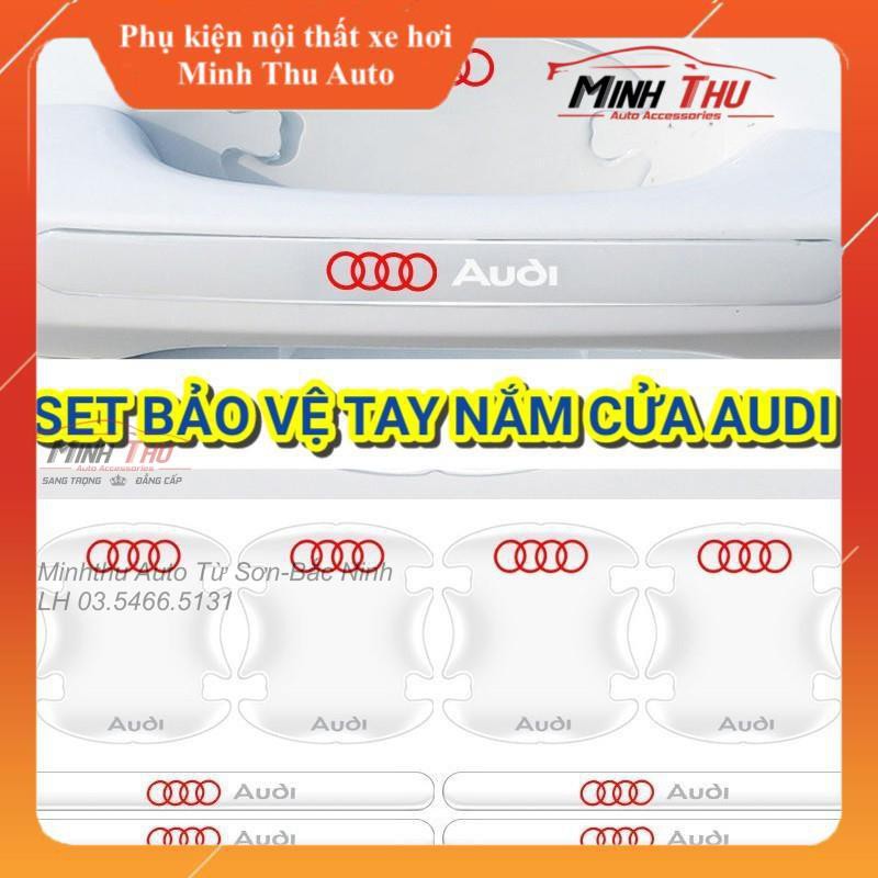 (Audi) Bộ 10 Miếng Dán Silicon Chống Xước Hõm Cửa, Tay Nắm Cửa và Gương Hãng Xe Audi