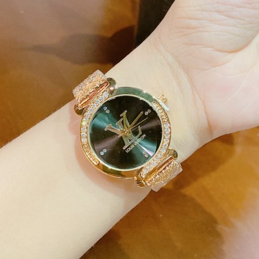 Đồng hồ nữ LV viền đá, mặt trơn sáng, hàng full box, thẻ bảo hành 12 tháng -Donghp.lv | BigBuy360 - bigbuy360.vn