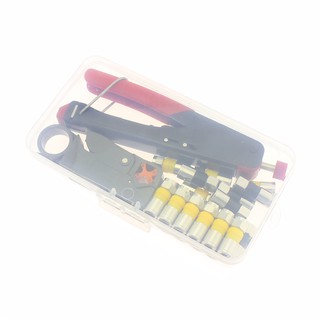 Bộ dụng cụ tuốt vỏ và bấm đầu nén F5 + 20 đầu nén F5 ngoài trời RG59/RG6
