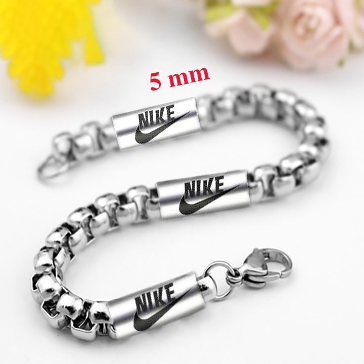 Lắc tay nam kiểu ống trúc 5ly bọc khoen inox chạm khắc N sáng đẹp, không đen, thể hiện đẳng cấp phái mạnh